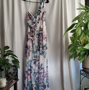 Womens floral one shoulder maxi dress